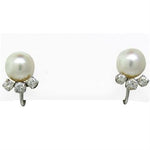 14K Gold Pearl Diamond Earrings