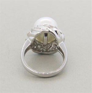 14K Gold Diamond South Sea Pearl Cocktail Ring