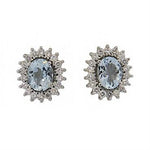 14K Gold Aquamarine Diamond Earrings