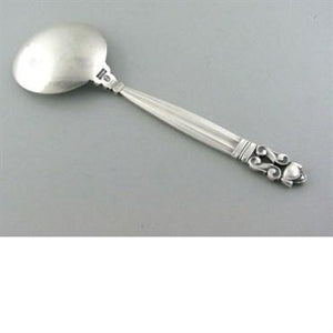 12 Pc Georg Jensen Acorn Sterling Boullion Spoon Set