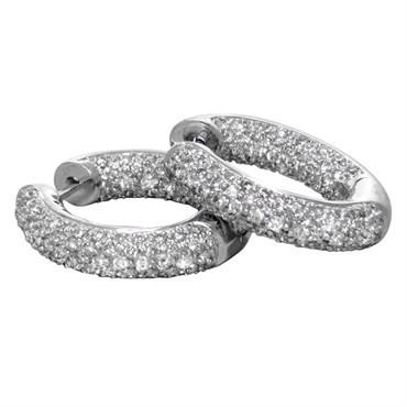 14K White Gold 2.04ctw Diamond Inside Out Hoop Earrings