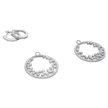 14K White Gold Diamond Round Drop Earrings