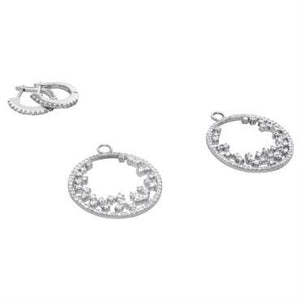 14K White Gold Diamond Round Drop Earrings