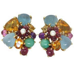 14k Gold Tutti Frutti Multi Color Gemstone Earrings