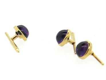 14k Gold Amethyst Cabochon Shirt Stud Set