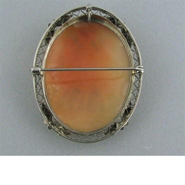 14k Gold Filegree Cameo Brooch Pendant Three Graces