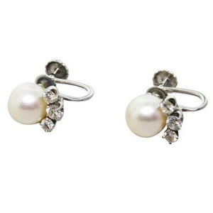 14K Gold Pearl Diamond Earrings