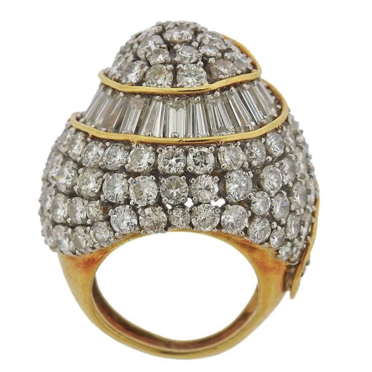 10 Carat Diamond Gold Platinum Dome Ring