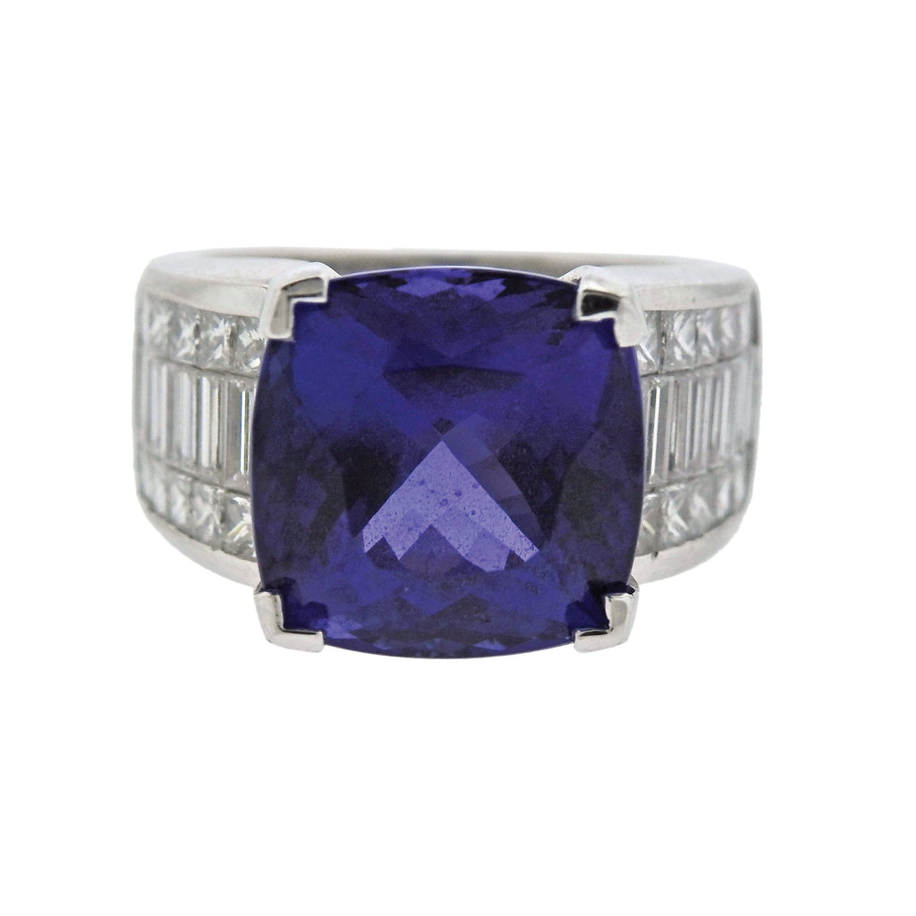 12ct Tanzanite Diamond Gold Cocktail Ring