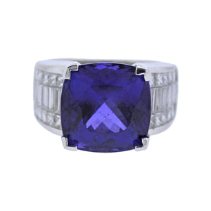 12ct Tanzanite Diamond Gold Cocktail Ring