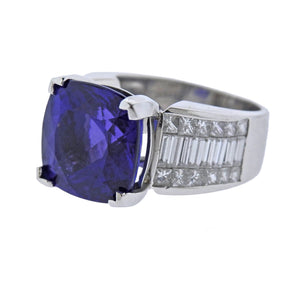 12ct Tanzanite Diamond Gold Cocktail Ring