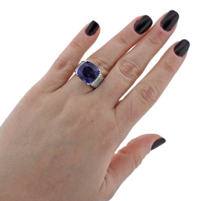 12ct Tanzanite Diamond Gold Cocktail Ring