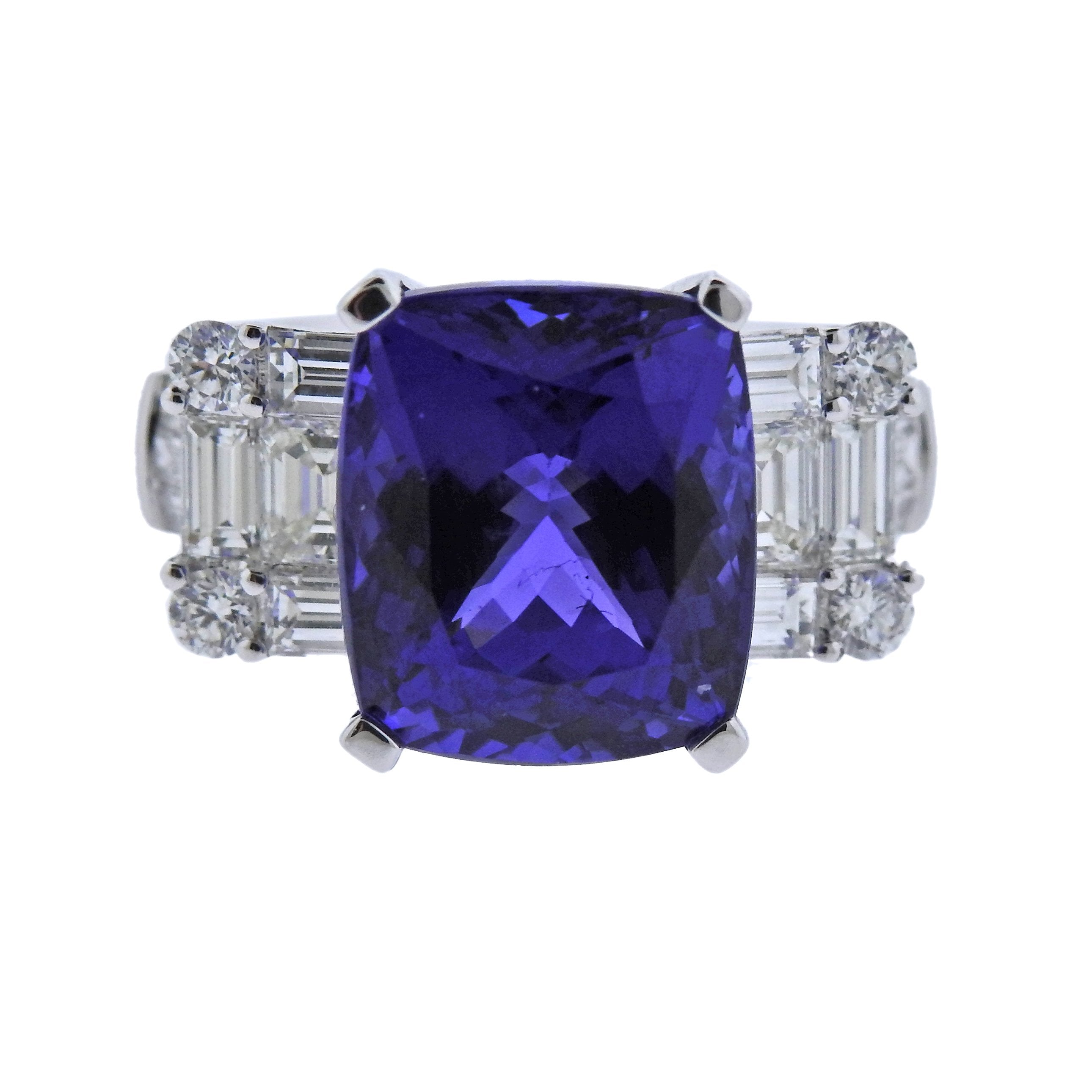 12.55ct Tanzanite Diamond Gold Ring