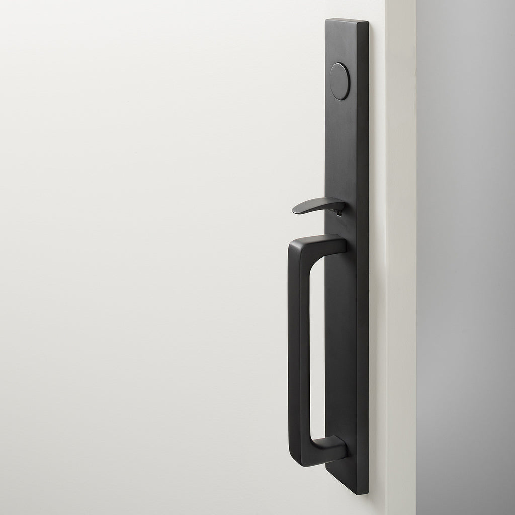 Lausanne Entrance Handleset with Cylinder Knob - Flat Black