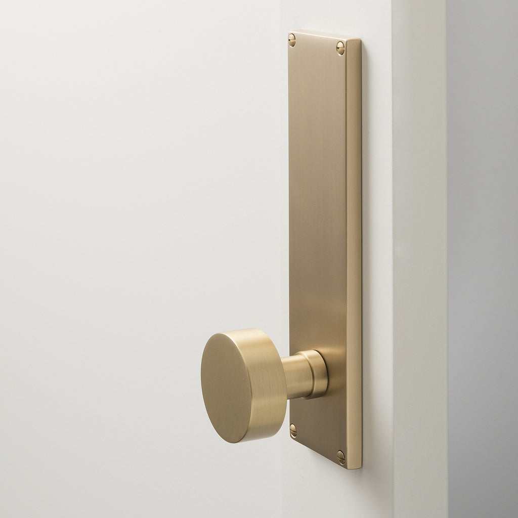 Tate Door Set with Cylinder Knob - Satin Brass