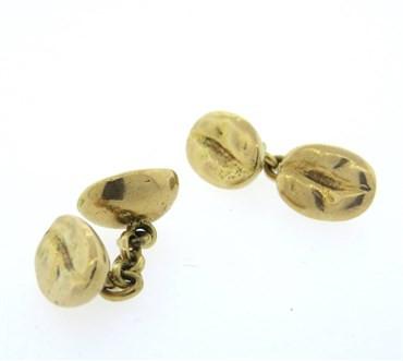 14k Gold Coffee Bean Cufflinks