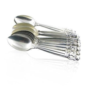 11pc Georg Jensen Acorn Sterling Tea Spoon Set