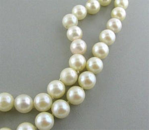 14K Gold 8mm 8.4mm Double Strand Pearl Diamond Sapphire Necklace