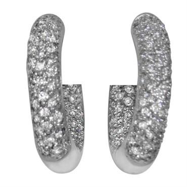 14K White Gold 2.04ctw Diamond Inside Out Hoop Earrings