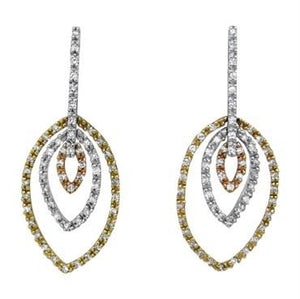 14K Gold Diamond Dangle Earrings