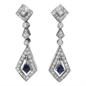 14K Gold Diamond Tanzanite Dangle Earrings