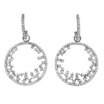 14K White Gold Diamond Round Drop Earrings