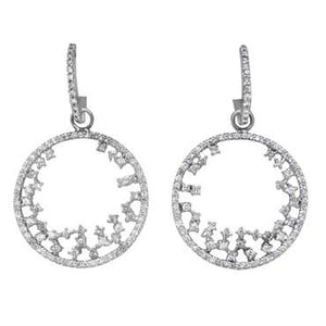 14K White Gold Diamond Round Drop Earrings