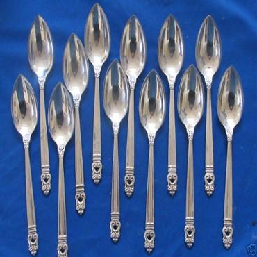 12 International Royal Danish Sterling Fruit Spoon Set